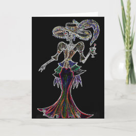 Glow Steampunk Catrina, Dia de los Muertos Card Kort