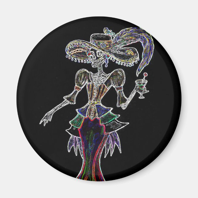 Glow Steampunk Catrina Magnet (Framsidan)