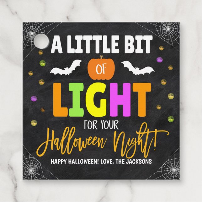 Glow Stick Halloween Gift-Märkre Gåvor Etiketter (Framsida)
