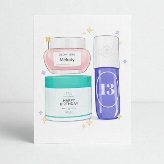 Glow Up Skincare Birthday Card (Customizable) Kort (Skapare uppladdad)
