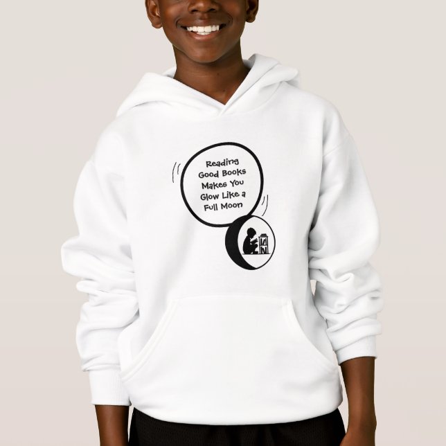 Glow With Books Kids Hoodie T Shirt (Framsida)