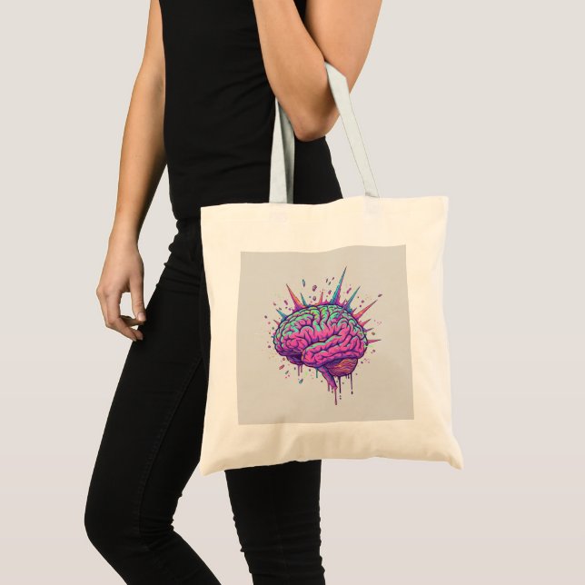 Glow With Your Mind Neon Brain Statement Tygkasse (Framsida (produkt))