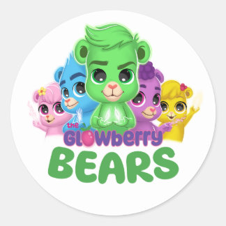 Glowberry Bears Round Sticker Runt Klistermärke