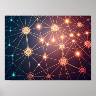 Glowing Abstrakt Neural Network Poster