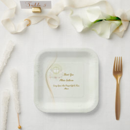 Glowing angels baptism paper plates