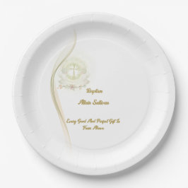 Glowing angels baptism paper plates