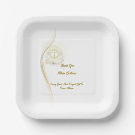 Glowing angels baptism paper plates