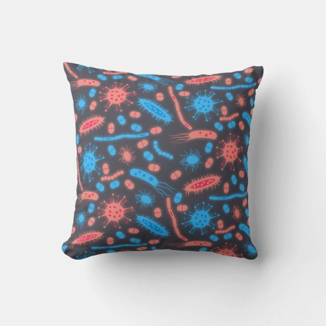 Glowing Bacteria Microorganism pink blue Kudde (Framsida)