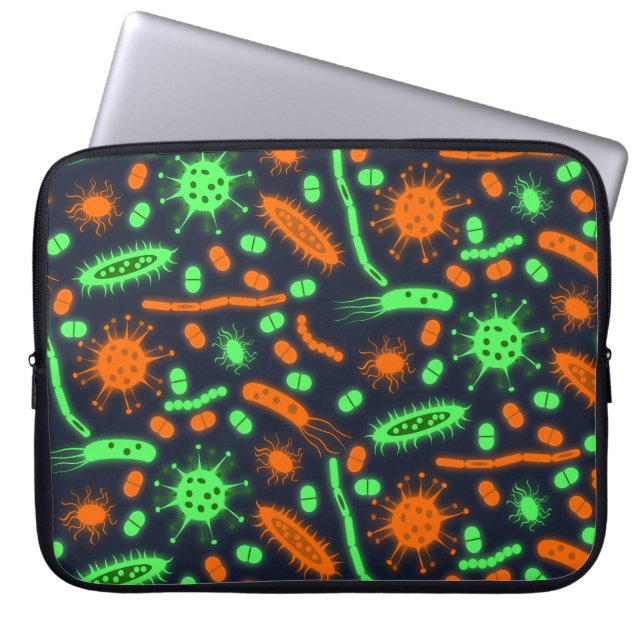 Glowing Bacteria Microorganism toxic orange green Laptop Fodral (Framsidan)