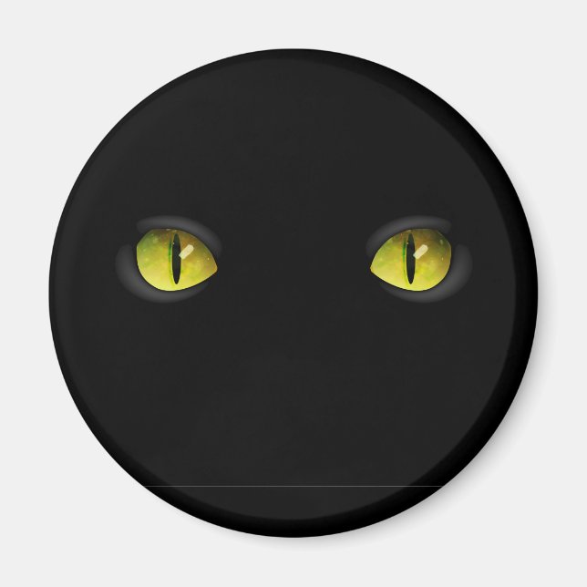 Glowing Black Cat Öga i Mörken Magnet (Framsidan)