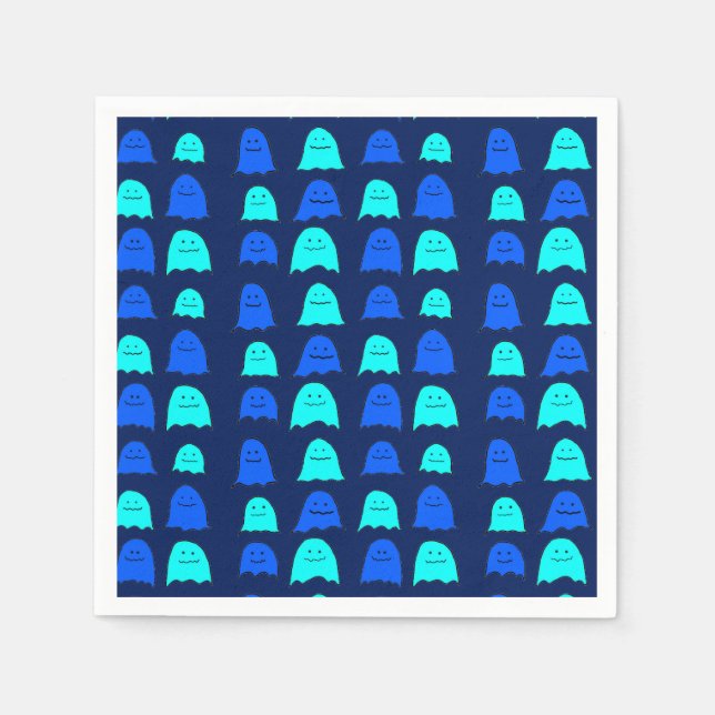 Glowing Blue Halloween Spöken Pappersservett (Framsidan)