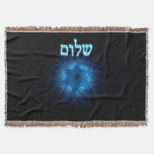Glowing Blue Shalom on Etched Star of David Filt