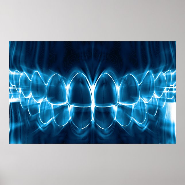 Glowing Blue Teeth Dentist Orthodontist Poster (Framsidan)