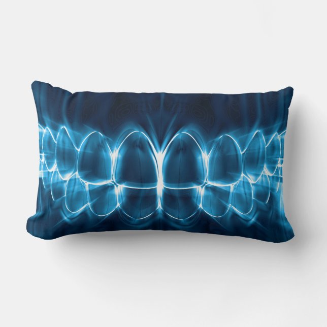 Glowing Blue Teth Bita Dentist Pillow Lumbarkudde (Framsida)
