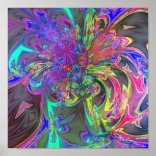Glowing Burst of Färg - Teal & Violet Deva Poster