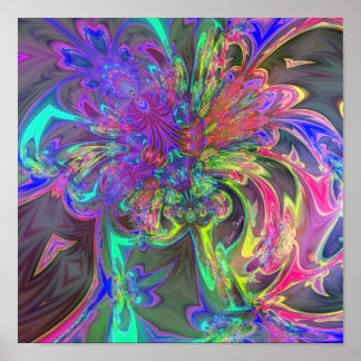 Glowing Burst of Färg - Teal & Violet Deva Poster