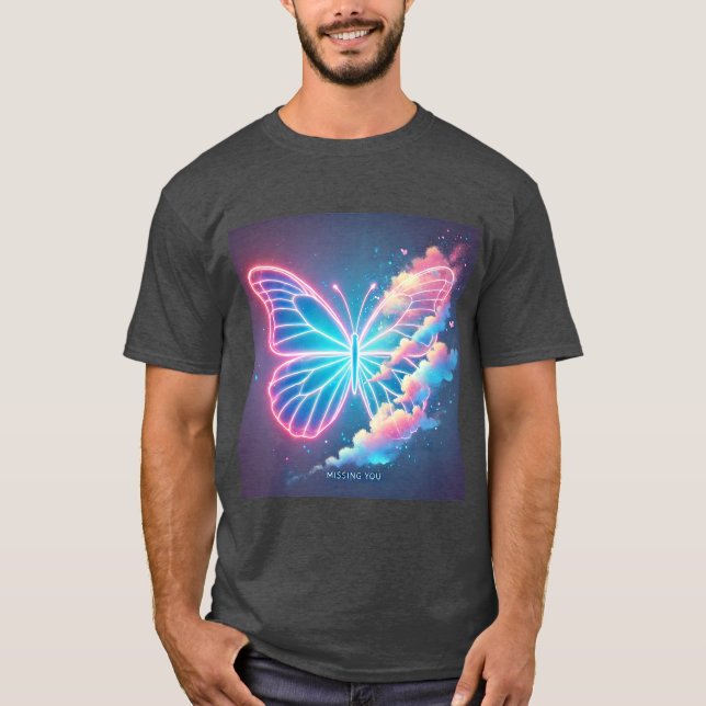 Glowing Butterfly Kärlek Manar Tshirt T Shirt (Framsida)