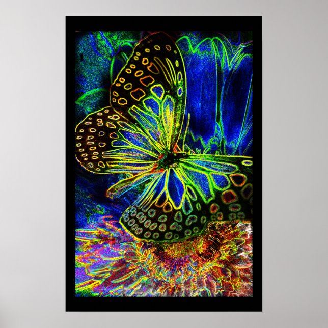Glowing Butterfly och Flower Poster (Framsidan)