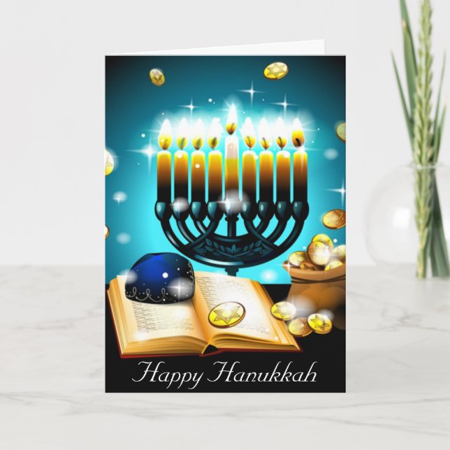 Glowing Candles Hanukkah Cherish Blessings Helgkort (Framsida)