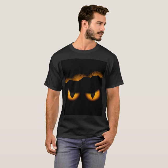 Glowing Cats Ögon T Shirt (Hel framsida)
