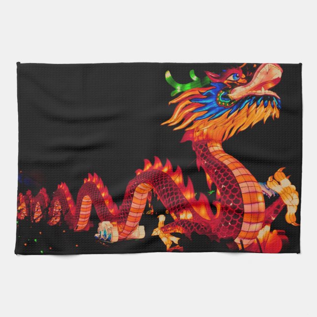 Glowing Chinese Parad Dragon Kökshandduk (Horisontell)