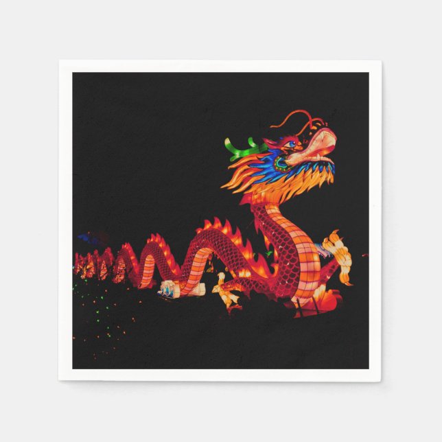 Glowing Chinese Parad Dragon Pappersservett (Framsidan)