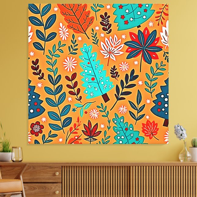 Glowing Christmas Pattern Design Canvastryck (Insitu (Vardagsrum))