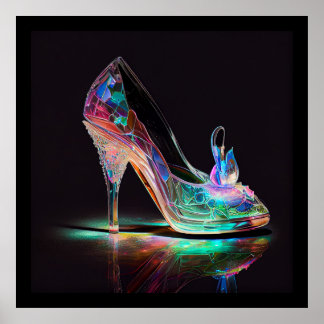 Glowing Cinderella Glass Slipper Poster