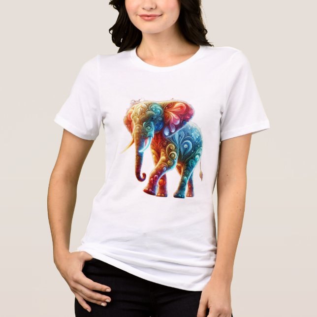 Glowing Colorful Elephant T Shirt (Framsida)