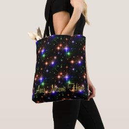 Glowing Colorful Stars Trendig Black Carryall Tygkasse