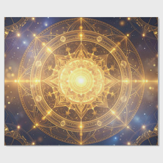 Glowing Cosmic Mandala Gift Wrap Presentpapper