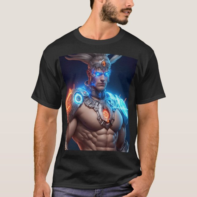 Glowing Cyborg Zeus grekiska Gud T Shirt (Framsida)