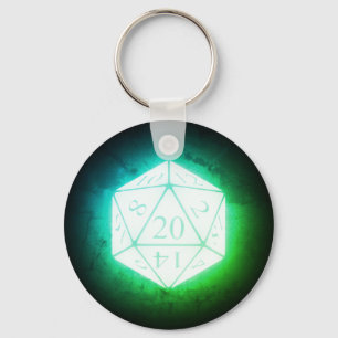 Glowing d20 Greenleaf Nyckelring