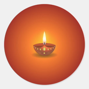Glowing Diwali Lamp Runt Klistermärke