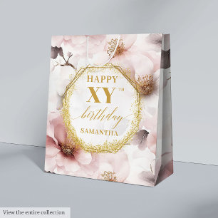 Glowing Dusty Rosa Boho Guld Birthday Gift Bag