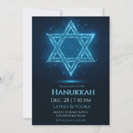 Glowing Electric Star of David Hanukkah Party Inbjudningar
