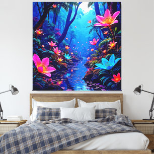 Glowing Etheral Jungle Oasis Design Canvastryck