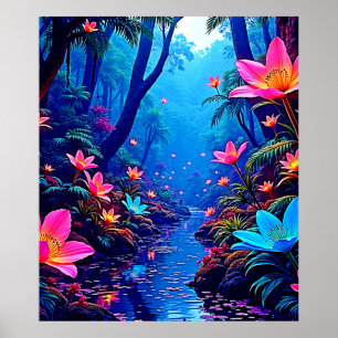 Glowing Etheral Jungle Oasis Design Poster