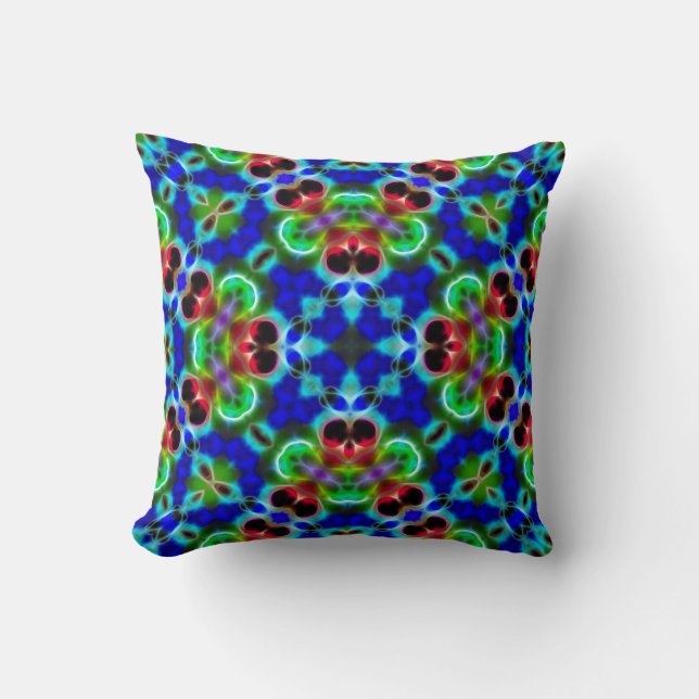 Glowing Färg Kaleidoscope Mandala Dekorativ kudde (Framsida)