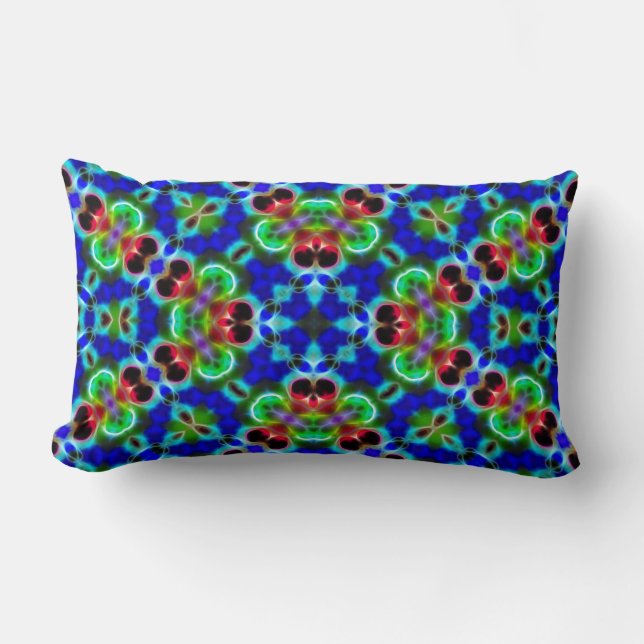 Glowing Färg Kaleidoscope Mandala Lumbar Pillow Lumbarkudde (Framsida)