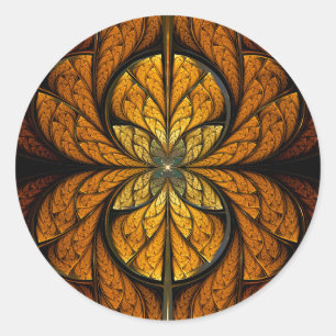 Glowing Feathers fractal art Runt Klistermärke