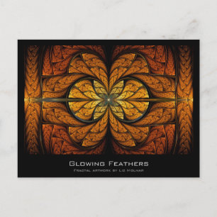 Glowing Feathers Fractal Artist Card Vykort
