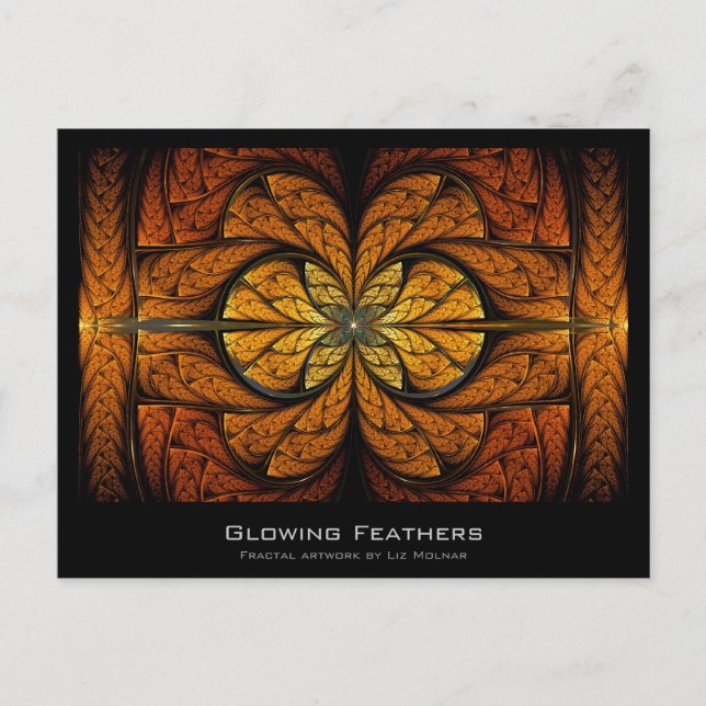 Glowing Feathers Fractal Artist Card Vykort (Framsida)