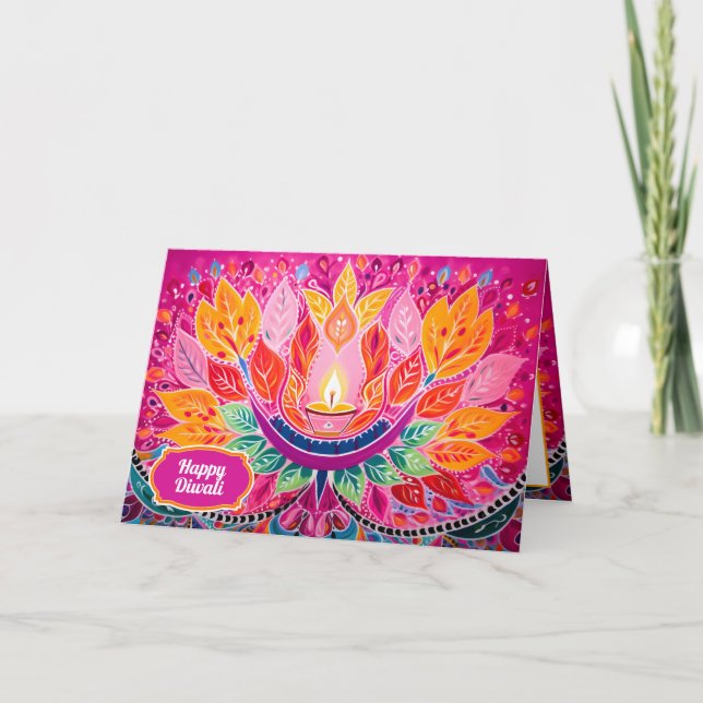 Glowing Festiths: A Diwali Firande Helgkort (Framsida)