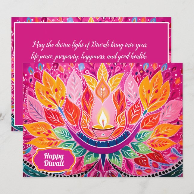 Glowing Festiths: ett Diwali Firande-kort Inbjudningar (Fram/baksida)