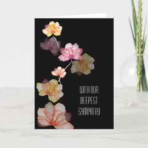 Glowing Flowers on Black Sympathy Kort