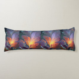 Glowing Fractal Feather Body Pillow – Abstract Art Kroppskudde