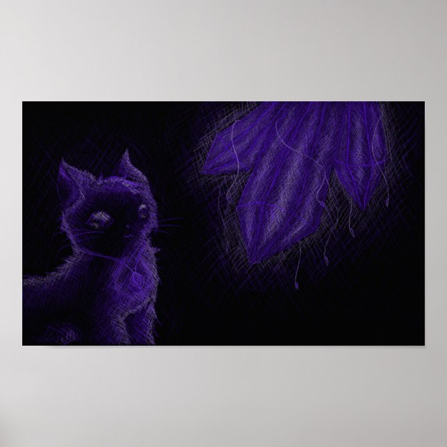 Glowing gems lila cat poster (Framsidan)