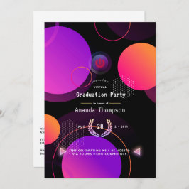 Glowing Geometric Virtuell Studentfest Inbjudningar