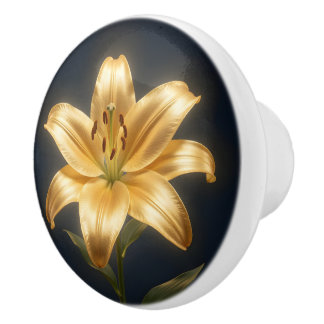 Glowing golden lily flower knopp